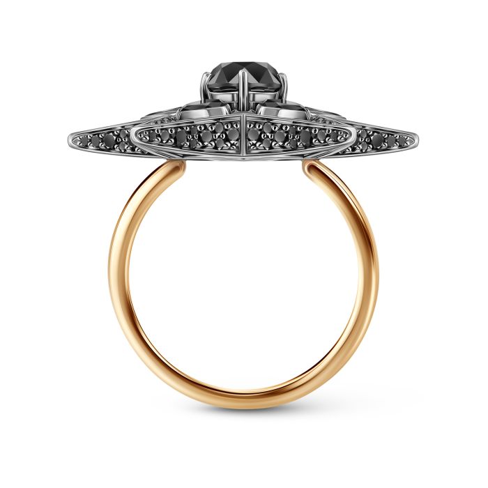 Женское кольцо с Чёрными бриллиантами