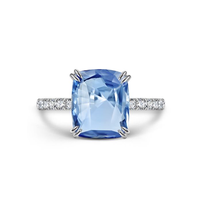 Бирманский сапфир в белом золоте