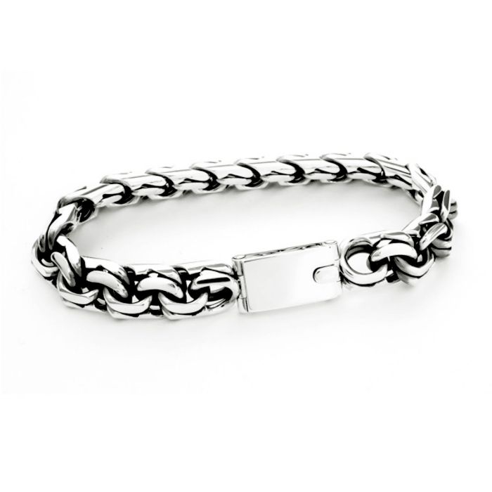 Мужской браслет из белого золота плетения «Бисмарк»