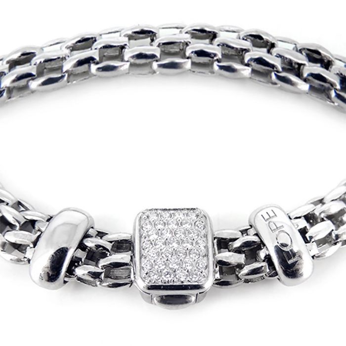 Глидерный браслет из белого золота с бриллиантами