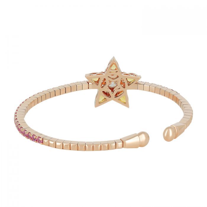 Браслет из розового золота «Звездная россыпь» с бриллиантом, желтыми и розовыми сапфирами