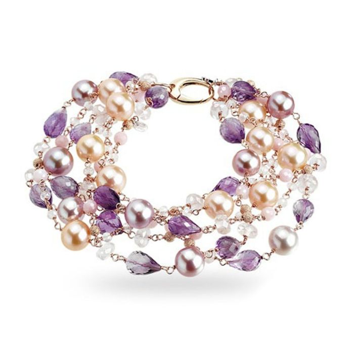 Золотой браслет с жемчугом и аметистом Y-39