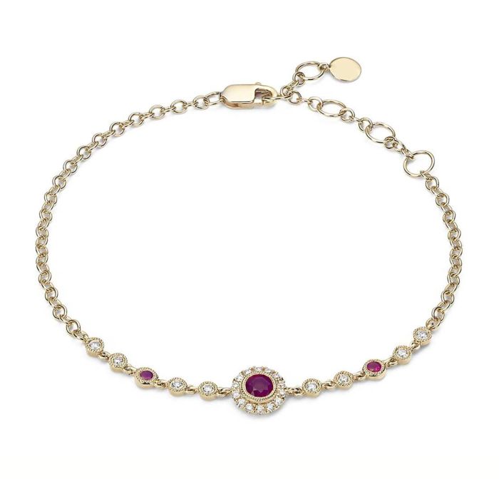 Золотой браслет с рубинами Е-7