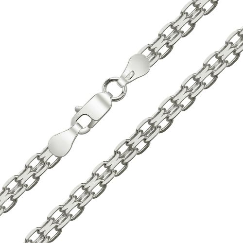 Мужская цепочка плетения «Якорное Двойное» из белого золота