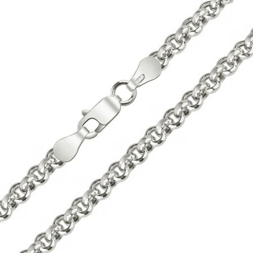 Мужская цепочка плетения «Шопард (Ролло, Бельцер)» из белого золота