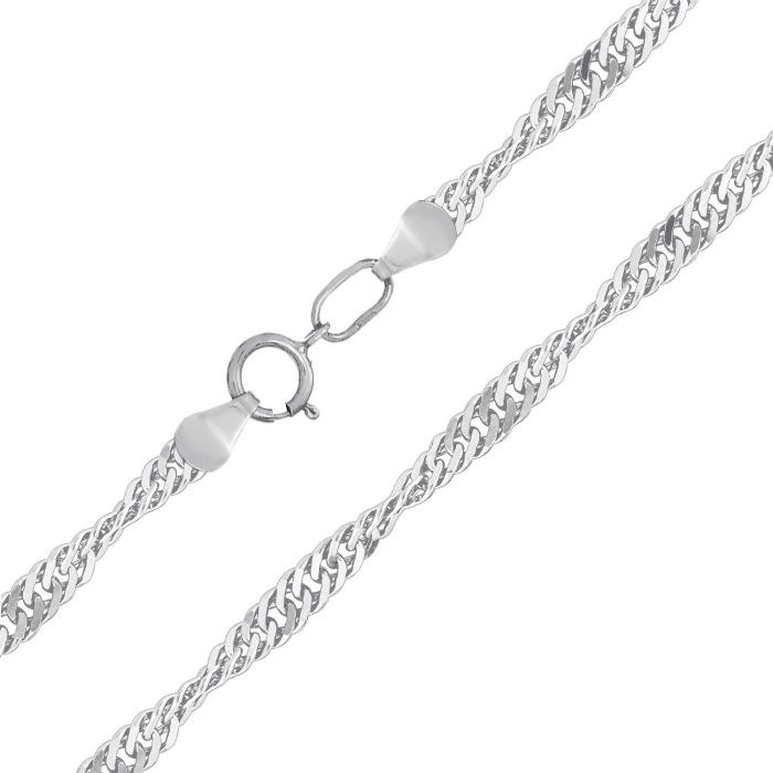 Женская цепочка плетения «Сингапур» из белого золота