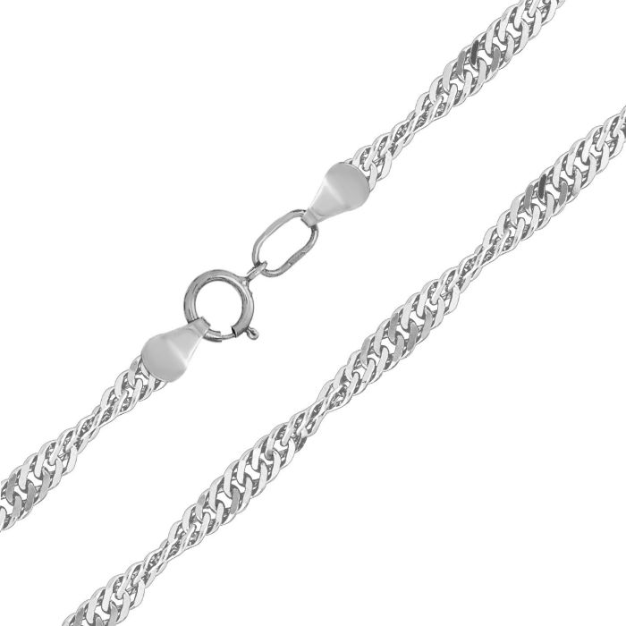 Женская цепочка плетения «Сингапур» из белого золота