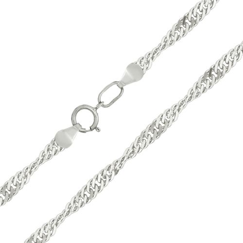 Женская цепочка плетения «Сингапур» из белого золота