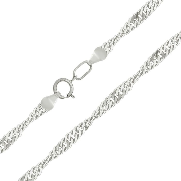 Женская цепочка плетения «Сингапур» из белого золота