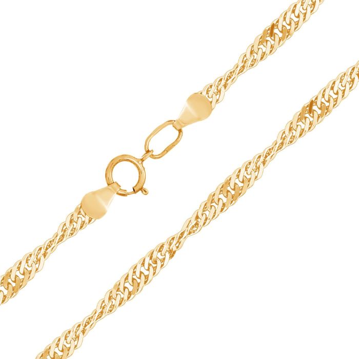 Женская цепочка плетения «Сингапур» из белого золота