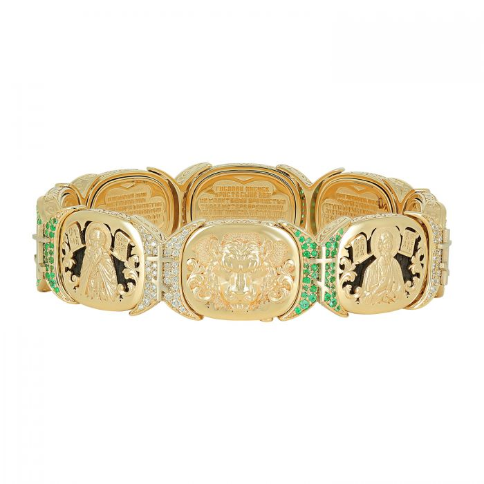 Уникальный золотой мужской браслет с православной символикой на заказ вМоскве