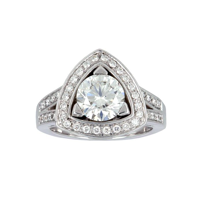 Кольцо "Trigonum" из белого золота с бриллиантом 1.5 карата