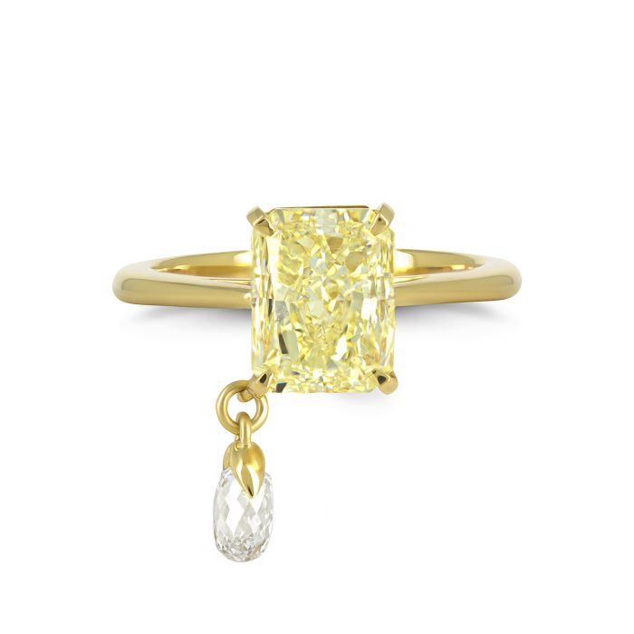 Кольцо с желтым бриллиантом и подвижным элементом 