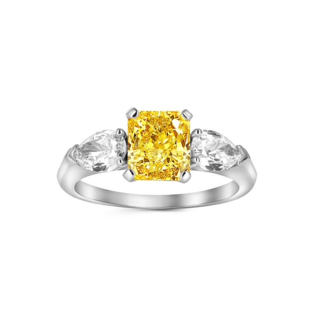 Кольцо из белого золота с желтым бриллиантом в стиле "Graff"