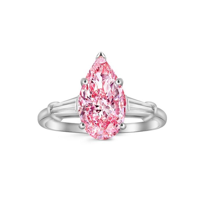 Кольцо из белого золота с розовым бриллиантом