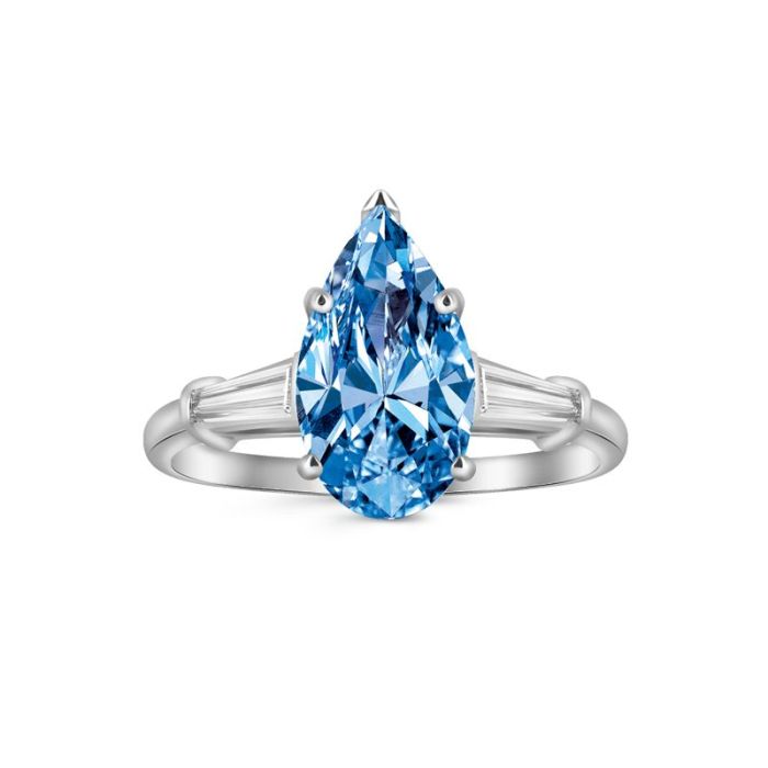 Кольцо из белого золота с голубым бриллиантом