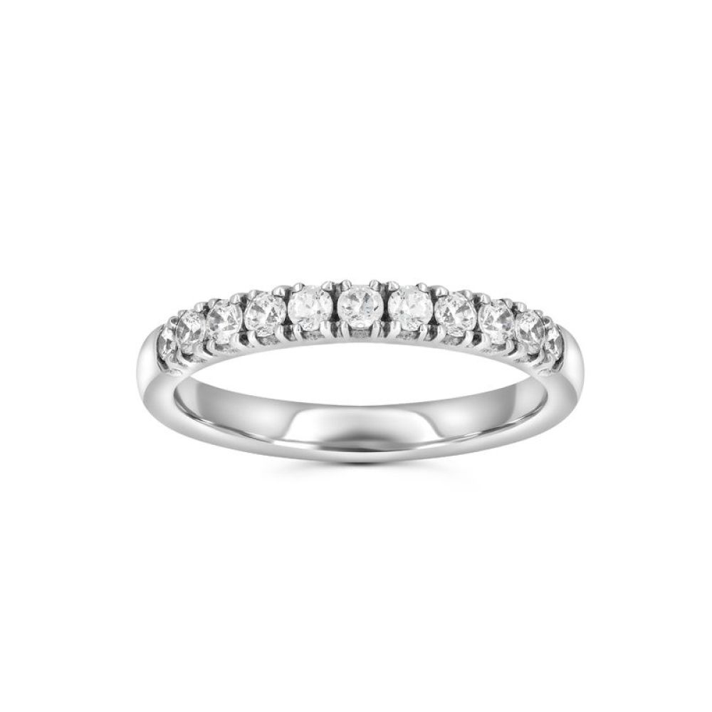 Обручальное кольцо из белого золота с дорожкой бриллиантов