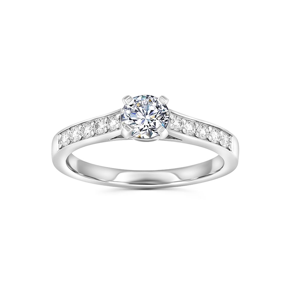 Кольцо для помолвки из белого золота с бриллиантами на заказ
