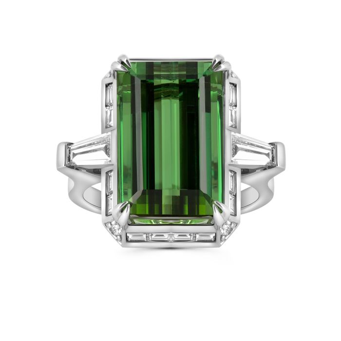 Золотой перстень с турмалином и бриллиантами