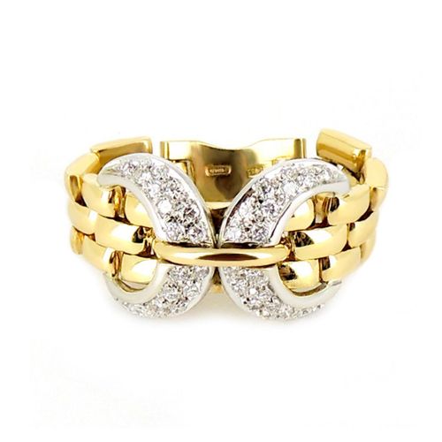 «Живое» кольцо из желтого и белого золота с бриллиантами