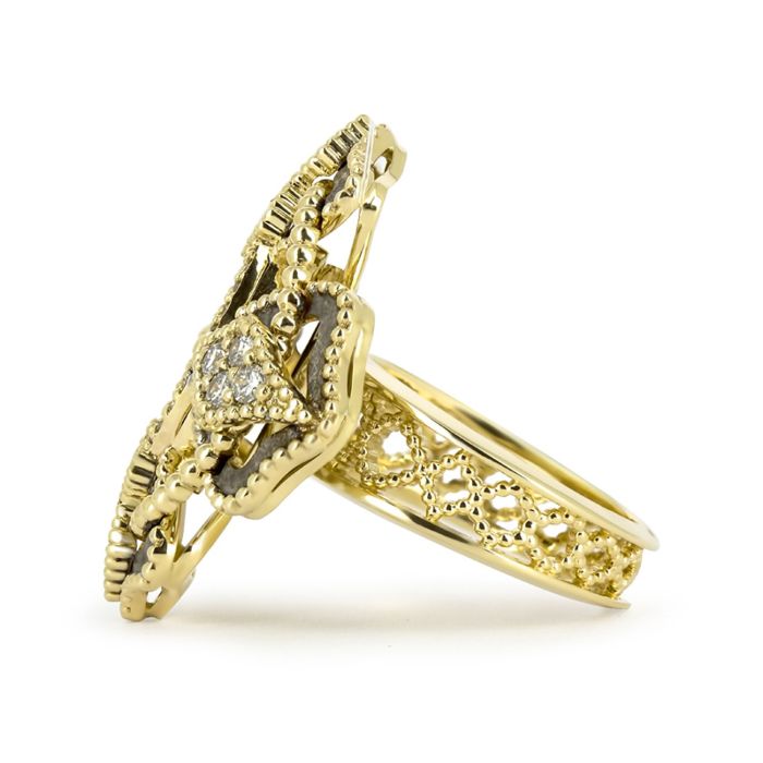 Православный перстень из желтого золота с бриллиантами и опалом