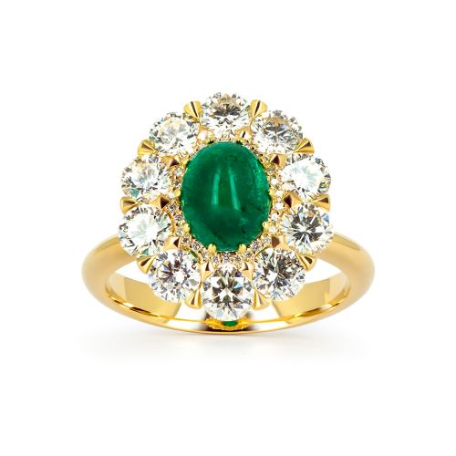 Перстень из желтого золота с изумрудом и бриллиантами