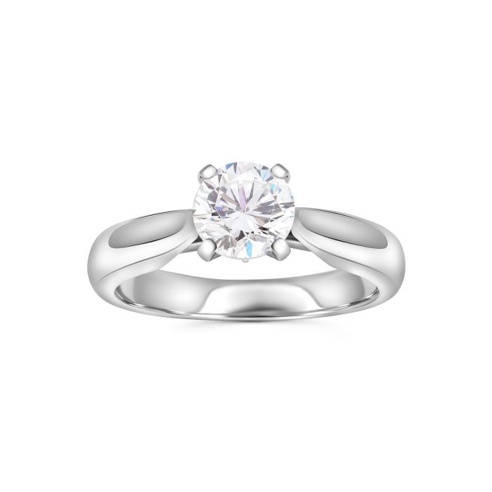 Помолвочное кольцо из белого золота со стильным дизайном и бриллиантом