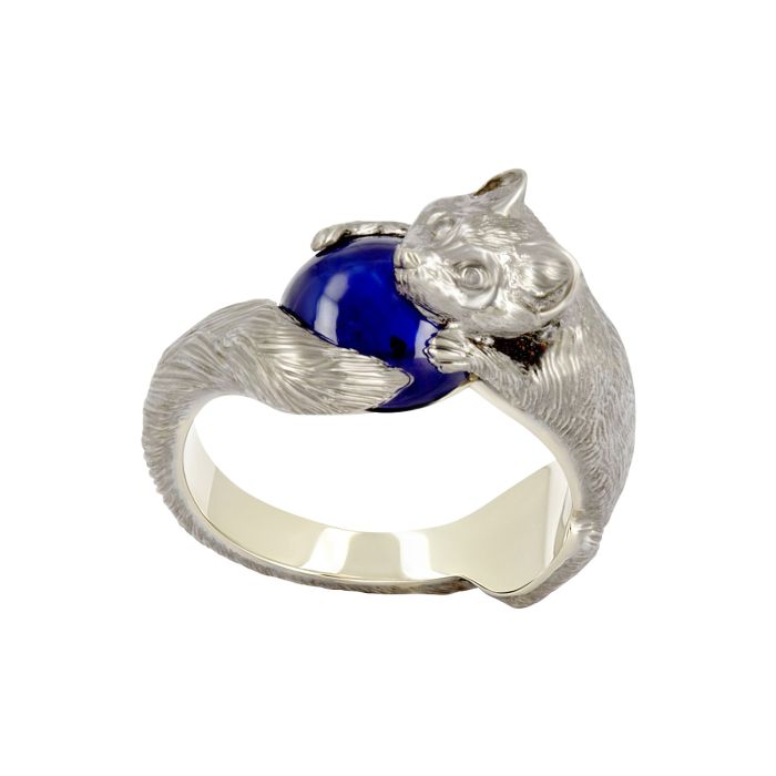 Оригинальное кольцо «Куница» с гладким сапфиром
