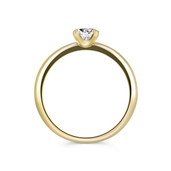 Тонкое помолвочное кольцо из желтого золота с бриллиантом