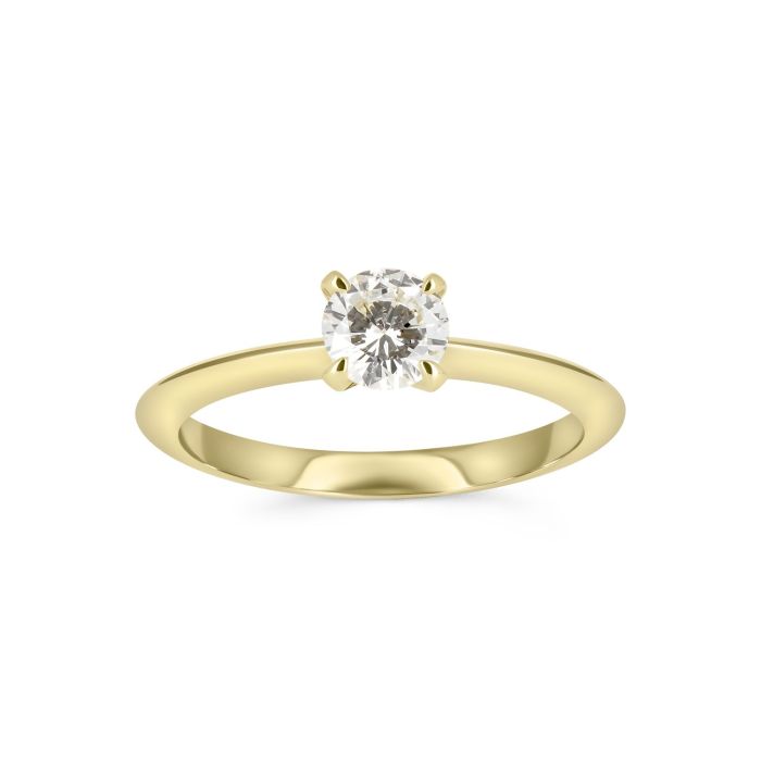 Тонкое помолвочное кольцо из желтого золота с бриллиантом