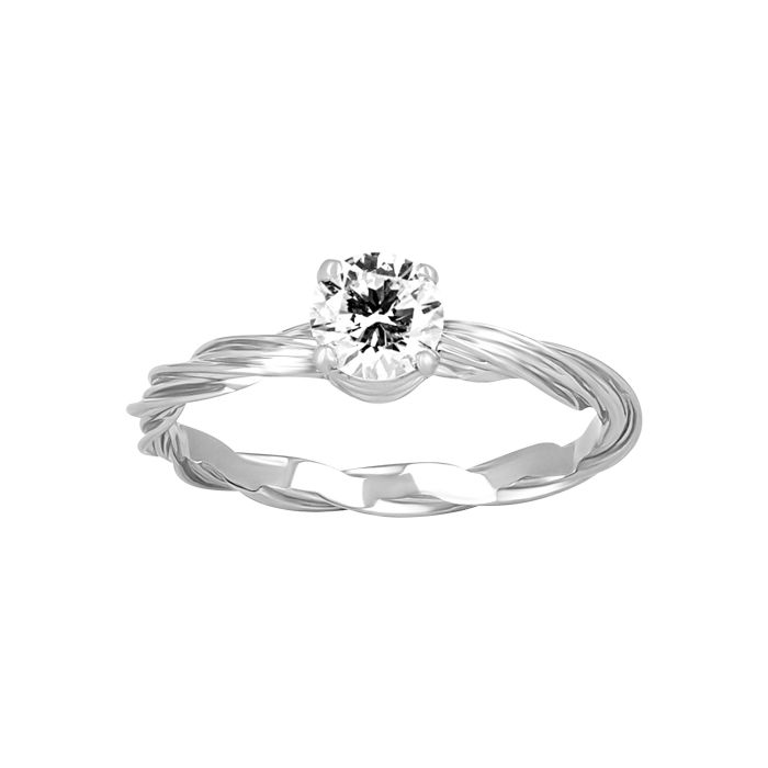Кольцо "Тросик" из белого золота с бриллиантом