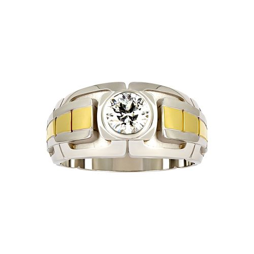Мужской перстень из комбинированного золота с бриллиантом