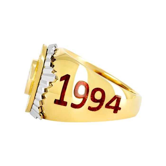 Печатка из желтого золота с цветной эмалью