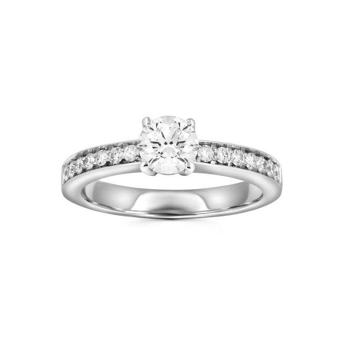 Золотое помолвочное кольцо с бриллиантовой дорожкой