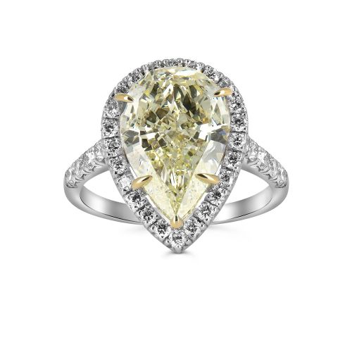 Золотое кольцо с желтым бриллиантом «Груша»