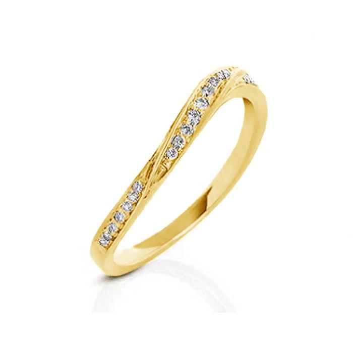 Золотое кольцо волнистой формы с бриллиантами К-17
