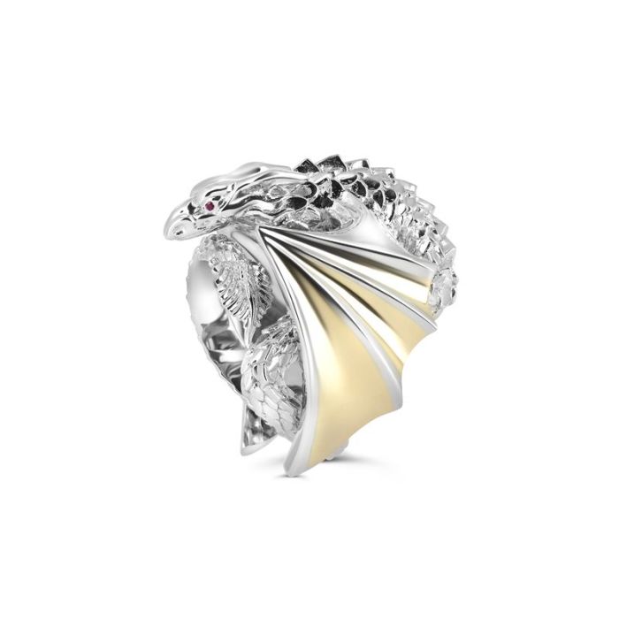 Мужской перстень в форме дракона из комбинированного золота