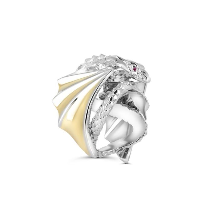 Мужской перстень в форме дракона из комбинированного золота
