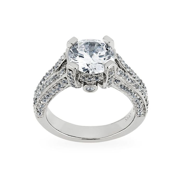 Золотое кольцо с обсыпкой в 120 бриллиантов в три дорожки R-15