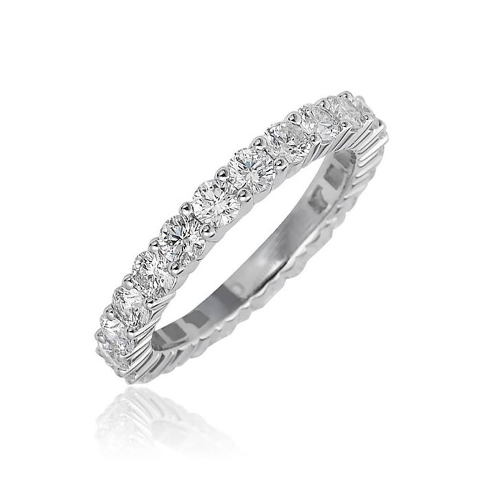 Золотое кольцо тонкое с бриллиантами по всему кругу К-27