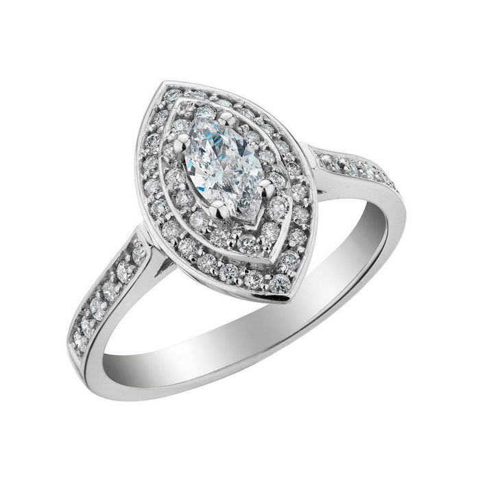 Кольцо из белого золота с множеством бриллиантов L-20