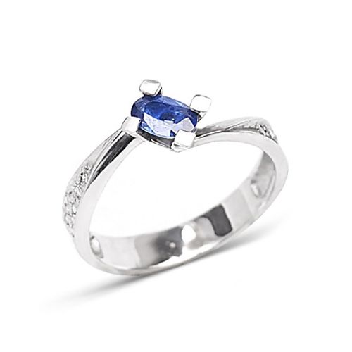 Золотое кольцо с сапфиром и бриллиантами Р-13