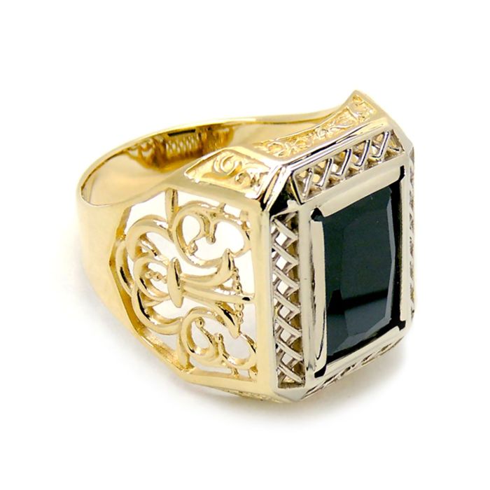 Мужской золотой перстень с агатом