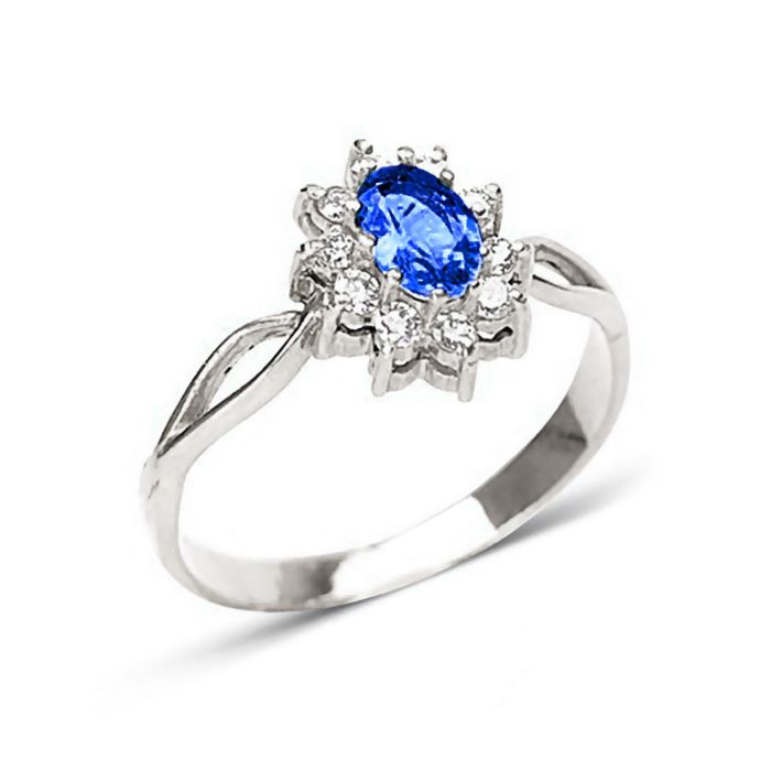 Кольцо с овальным сапфиром