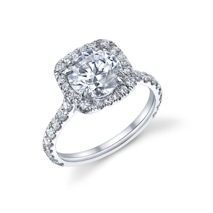 Кольцо с бриллиантом в 1 карат огранки кушон