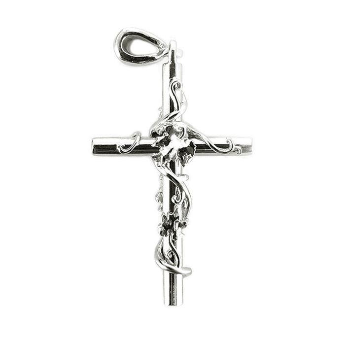 Крест из белого золота "Виноградная Лоза"