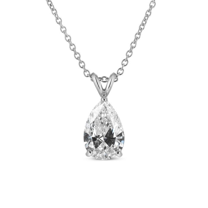 Кулон из белого золота с бриллиантом огранки «Груша»
