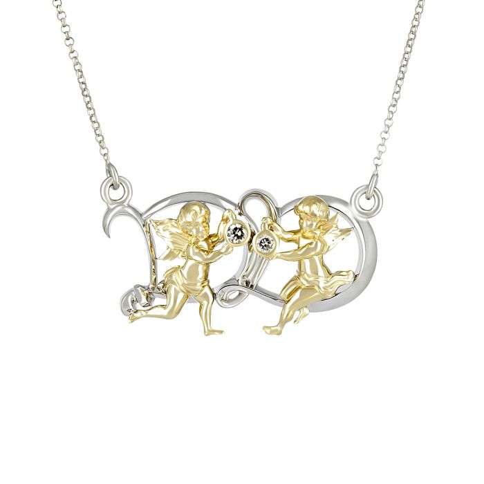 Подвеска в виде инициалов с ангелочками