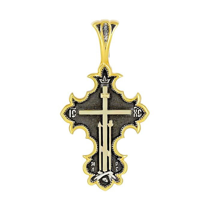 Православный крест из серебра с позолотой и чернением