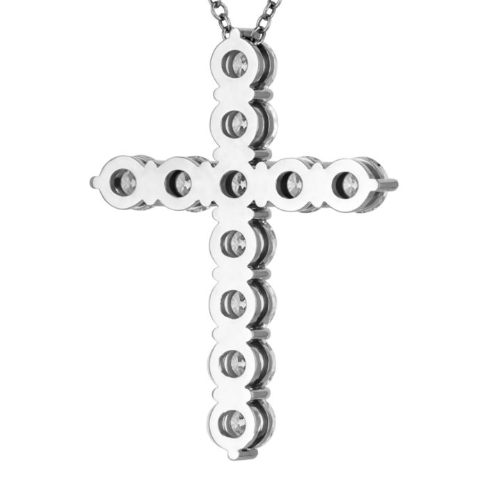Крест из белого золота с 11 бриллиантами